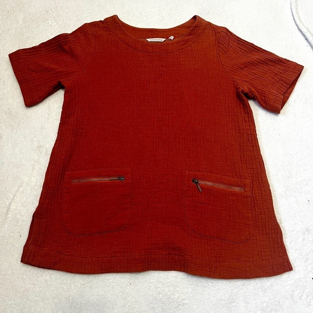 Soft Surroundings Rust Zipper Pocket Tunic Blouse - Large - Picture 2 of 9